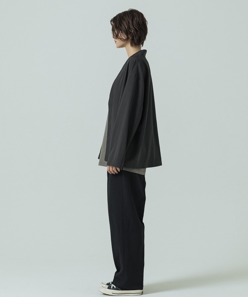 SLICK（スリック）の「【SLICK/スリック】Double Cloth One Tuck Tapered Pants/ダブルフェイスポリエステルツイルワンタックテーパードスラックス / セットアップ（スラックス・メンズ・カーキ/ブラック/チャコールグレー・3/2/1）」の13枚目の写真