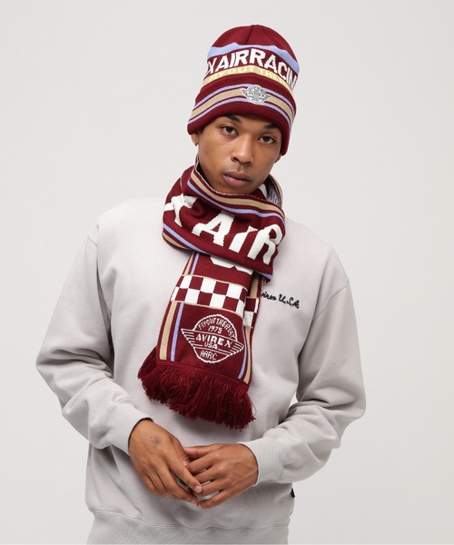 AVIREX(アヴィレックス)の「AVIREX AIR RACING CLUB LINE SOCCER MUFFLER / アヴィレックス エアレーシングクラブ ライン サッカーマフラー(マフラー・メンズ・バーガンディー/ブラック/オフホワイト・FREE)」の13枚目の写真