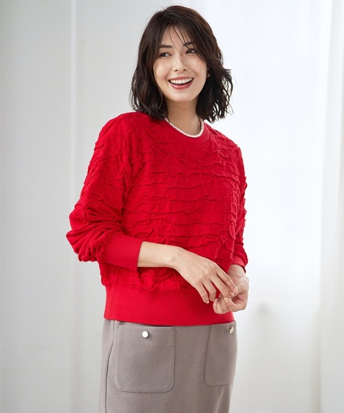 FOUND GOOD（ファウンドグッド）の「フクロジャガードニットPO（ニット/セーター・レディース・レッド系5/ブラック/アイボリー・L/M/S）」の3枚目の写真