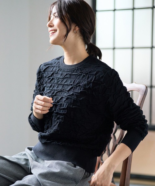 FOUND GOOD（ファウンドグッド）の「フクロジャガードニットPO（ニット/セーター・レディース・レッド系5/ブラック/アイボリー・L/M/S）」の2枚目の写真