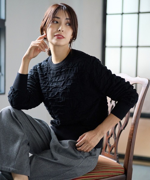 FOUND GOOD（ファウンドグッド）の「フクロジャガードニットPO（ニット/セーター・レディース・レッド系5/ブラック/アイボリー・L/M/S）」の6枚目の写真