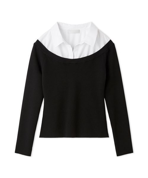 CELFORD（セルフォード）の「シャツレイヤードニットプルオーバー（ニット/セーター・レディース・ブラック/オフホワイト・38/36）」の2枚目の写真