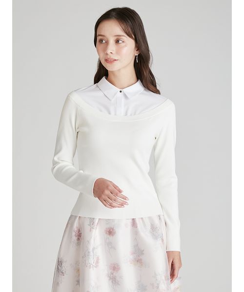 CELFORD（セルフォード）の「シャツレイヤードニットプルオーバー（ニット/セーター・レディース・ブラック/オフホワイト・38/36）」の5枚目の写真