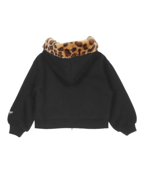 ANAP kids（アナップキッズ）の「ヒョウ柄ファー付フーディーパーカー【ジュニアお揃い】（パーカー・キッズ・ブラック/ライトグレー/ピンク・130/120/110）」の12枚目の写真