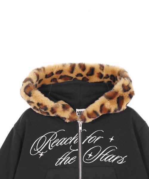 ANAP kids（アナップキッズ）の「ヒョウ柄ファー付フーディーパーカー【ジュニアお揃い】（パーカー・キッズ・ブラック/ライトグレー/ピンク・130/120/110）」の13枚目の写真