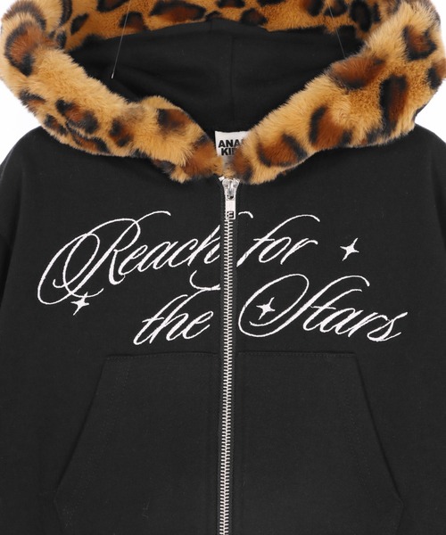 ANAP kids（アナップキッズ）の「ヒョウ柄ファー付フーディーパーカー【ジュニアお揃い】（パーカー・キッズ・ブラック/ライトグレー/ピンク・130/120/110）」の18枚目の写真