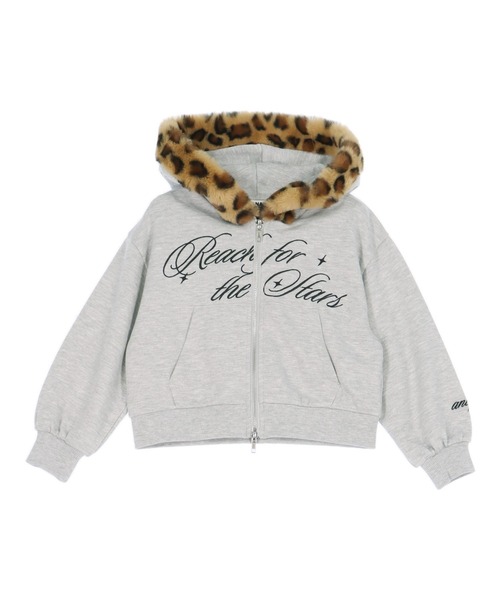 ANAP kids（アナップキッズ）の「ヒョウ柄ファー付フーディーパーカー【ジュニアお揃い】（パーカー・キッズ・ブラック/ライトグレー/ピンク・130/120/110）」の21枚目の写真