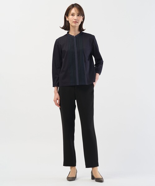 J.PRESS Ladies(J.プレス レディス)の「レースコンビ ボウタイ カットソー(Tシャツ/カットソー・レディース・ネイビー系/ホワイト系・SMALL)」の3枚目の写真