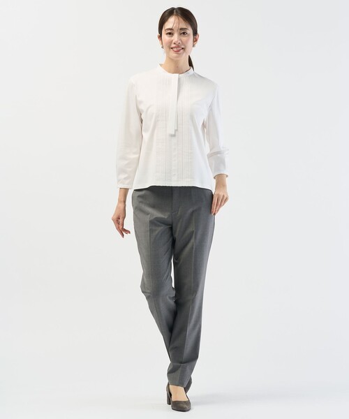 J.PRESS Ladies(J.プレス レディス)の「レースコンビ ボウタイ カットソー(Tシャツ/カットソー・レディース・ネイビー系/ホワイト系・SMALL)」の5枚目の写真