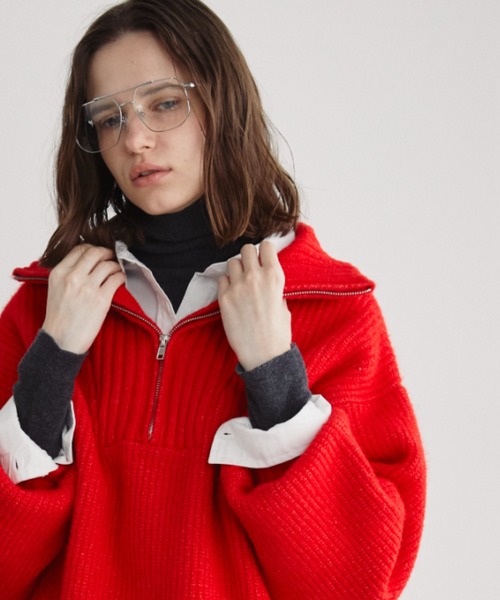 オーバーサイズハーフジップニット（ニット/セーター）｜Auntie Rosa