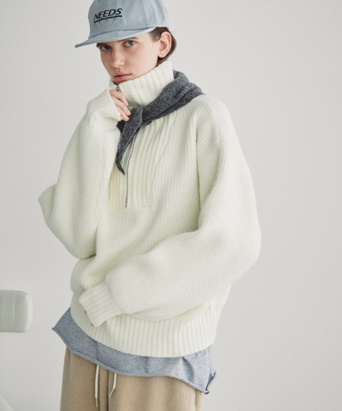 オーバーサイズハーフジップニット（ニット/セーター）｜Auntie Rosa