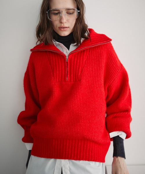 オーバーサイズハーフジップニット（ニット/セーター）｜Auntie Rosa