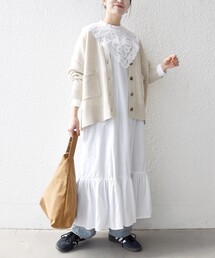 bon_meur（ボンミュール）の「bon_meur:〈洗濯機可能〉レース ビッグカラー ギャザー パフ シャツワンピース（ワンピース）」