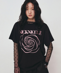 BIG ROSE SLEEVE TOP_BLACK PINK