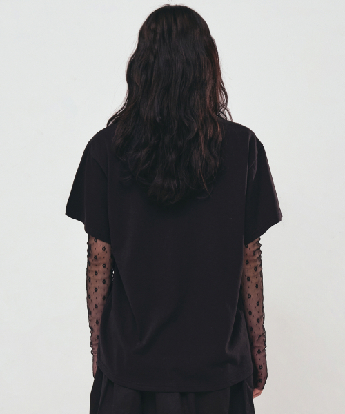 NICK&NICOLE（ニックアンドニコール）の「BIG ROSE SLEEVE TOP_BLACK PINK（Tシャツ/カットソー・レディース・その他・FREE）」の3枚目の写真