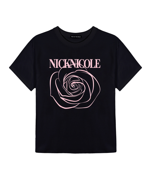 NICK&NICOLE（ニックアンドニコール）の「BIG ROSE SLEEVE TOP_BLACK PINK（Tシャツ/カットソー・レディース・その他・FREE）」の4枚目の写真