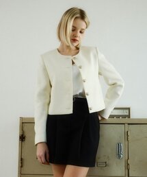 SALT AND CHOCOLATE（ソルトアンドチョコレート）の「Classic Semi Cropped Tweed Jacket Ivory 4W231D001（その他アウター）」