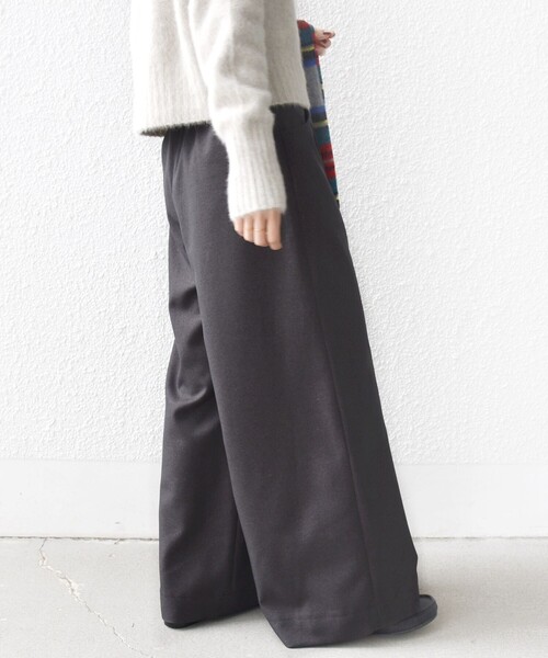 セール】〈洗濯機可能〉ウールライク ポケット デザイン ワイド パンツ