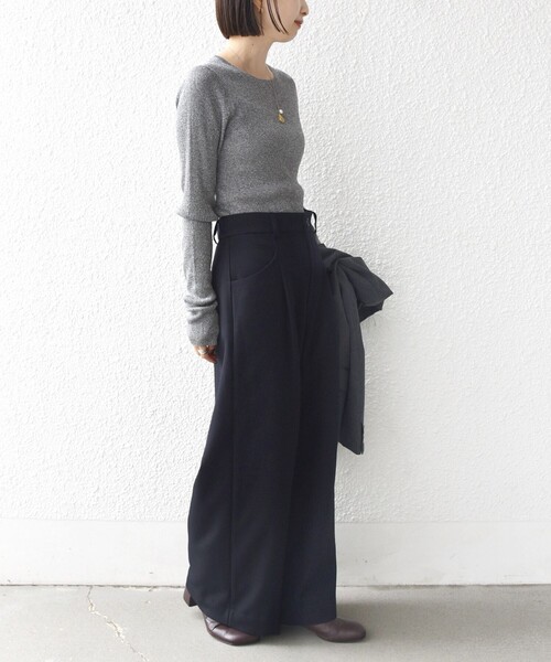 シップス（SHIPS）/〈洗濯機可能〉ウールライク ポケット デザイン ワイド パンツ セール】〈洗濯機可能〉ウールライク ポケット デザイン ワイド パンツ