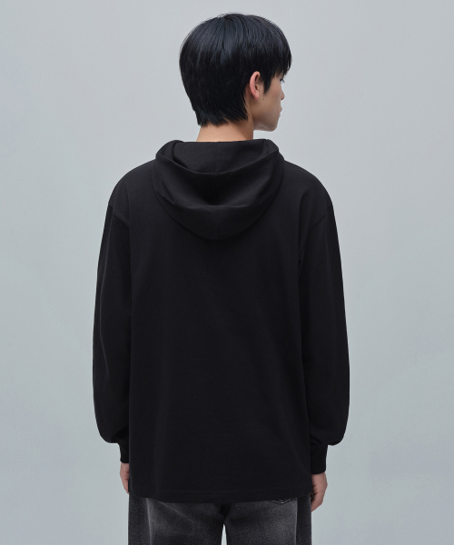 MUSINSA STANDARD（ムシンサスタンダード）の「フードパーカー長袖Tシャツ[ブラック]（パーカー・メンズ・その他・SMALL/MEDIUM/LARGE/X-LARGE/XX-LARGE/XXX-LARGE）」の3枚目の写真