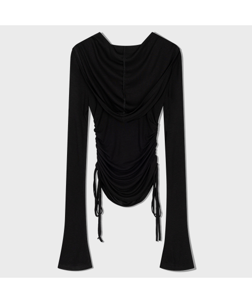 MOAA(モア)の「Hooded ring snap shirring top (BLACK)(パーカー・レディース・その他・SMALL/MEDIUM)」の4枚目の写真