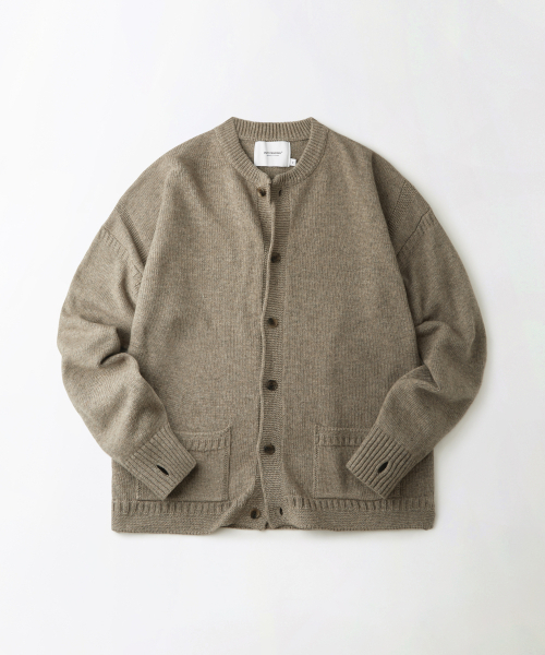 LAMBSWOOL FISHERMAN CARDIGAN — кардиган из овечьей шерсти, L.BROWN