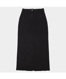 クラシックバックスリットスパンHラインローライズコットンロングスカート_2COLOR