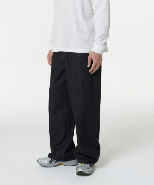 MUSINSA STANDARD（ムシンサスタンダード）の「リネンライクエクストラワイドデニムパンツ[ローブラック]（デニムパンツ・メンズ・その他・29/30/31/33/26/27/28/40/38/42/36/34/32）」の3枚目の写真