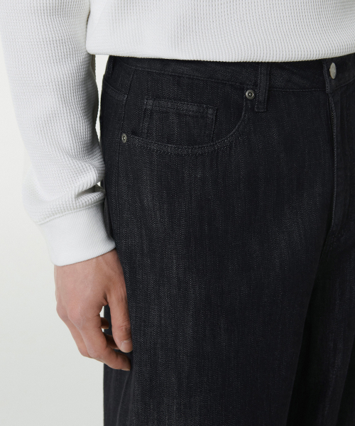 MUSINSA STANDARD（ムシンサスタンダード）の「リネンライクエクストラワイドデニムパンツ[ローブラック]（デニムパンツ・メンズ・その他・29/30/31/33/26/27/28/40/38/42/36/34/32）」の6枚目の写真