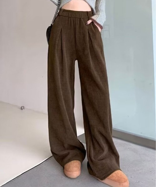 kirakiraShop(キラキラショップ)の「リラックス シルエット コーデュロイ ワイドパンツ(その他パンツ・レディース・ブラック/ベージュ/ブラウン・M/L)」の5枚目の写真