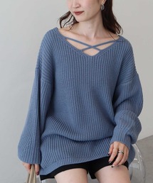 【毛玉防止/2WAY】アンチピリングクロスネックルーズニット