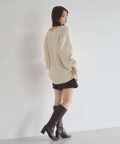 earth music&ecology(アースミュージックアンドエコロジー)の「【毛玉防止/2WAY】アンチピリングクロスネックルーズニット(ニット/セーター・レディース・アイボリー/ブラック/グレー/サックスブルー・FREE)」の22枚目の写真