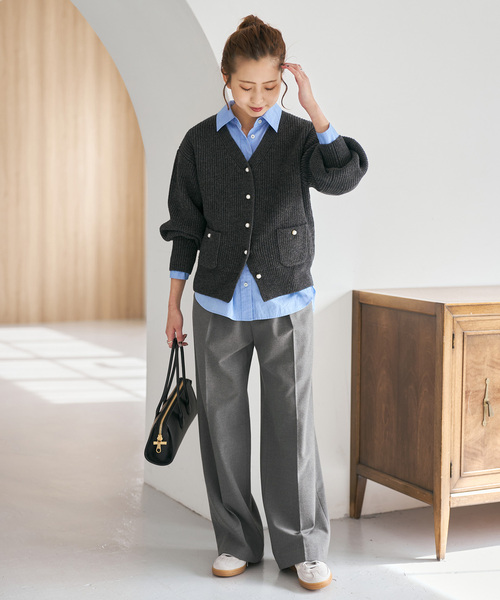 Spick & Span(スピックアンドスパン)の「裏起毛ジョーゼットタックイージーパンツ(スラックス・レディース・ライトグレー/ブラック/アイボリー・38/36)」の9枚目の写真