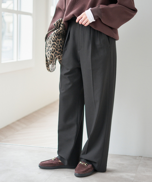 Spick & Span(スピックアンドスパン)の「裏起毛ジョーゼットタックイージーパンツ(スラックス・レディース・ライトグレー/ブラック/アイボリー・38/36)」の12枚目の写真