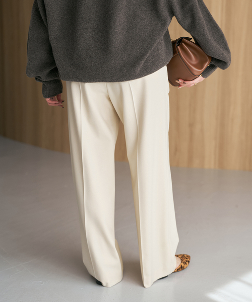 セール】裏起毛ジョーゼットタックイージーパンツ（スラックス