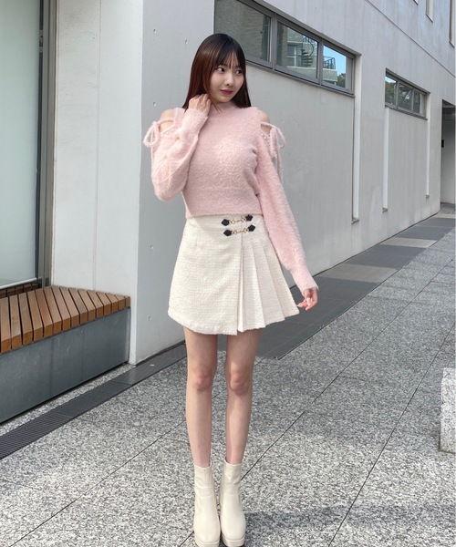 one way（ワンウェイ）の「肩あきリボンニット（ニット/セーター・レディース・ピンク/ホワイト/ブラック/チャコールグレー・FREE）」の15枚目の写真