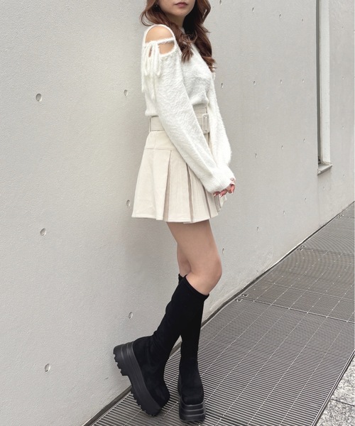 one way（ワンウェイ）の「肩あきリボンニット（ニット/セーター・レディース・ピンク/ホワイト/ブラック/チャコールグレー・FREE）」の9枚目の写真