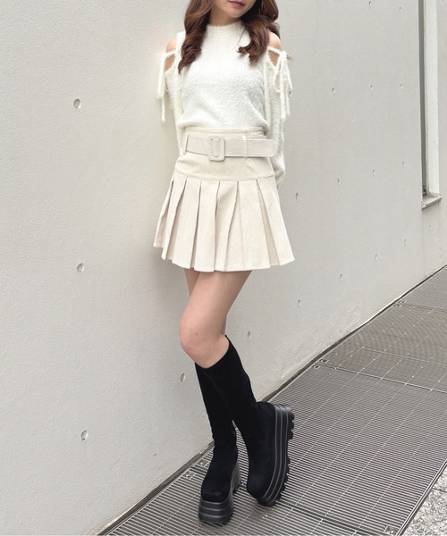 one way（ワンウェイ）の「肩あきリボンニット（ニット/セーター・レディース・ピンク/ホワイト/ブラック/チャコールグレー・FREE）」の12枚目の写真