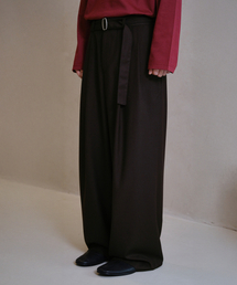 LOOSED BELTED WIDE SLACKS (BROWN)