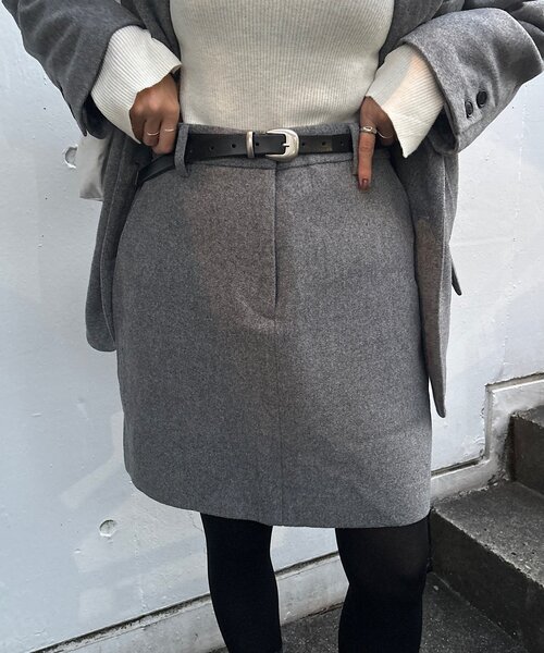SHENERY（シーナリー）の「ウールミニスカート（スカート・レディース・グレー/ブラック・36/38）」の2枚目の写真