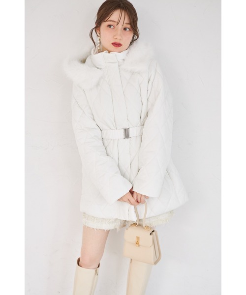 ZOZO限定】フェイクファーフード付きタフタキルト中綿コート（その他