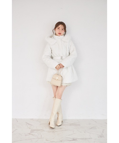 ZOZO限定】フェイクファーフード付きタフタキルト中綿コート（その他