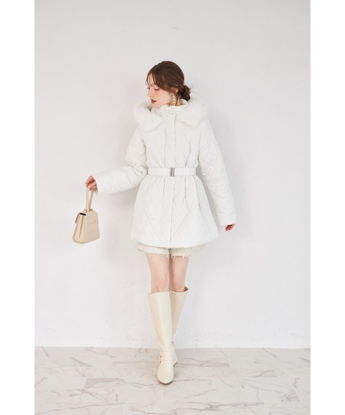 ZOZO限定】フェイクファーフード付きタフタキルト中綿コート（その他