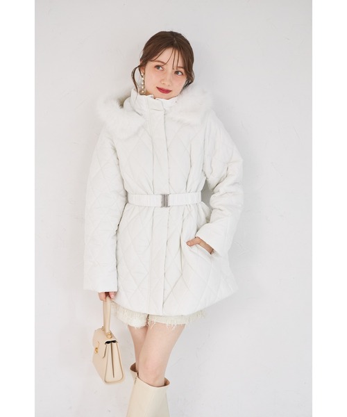 ZOZO限定】フェイクファーフード付きタフタキルト中綿コート（その他