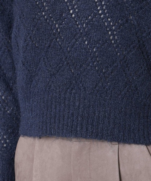 セール】ヘアリー透かしダイヤ柄ニットプルオーバー（ニット/セーター