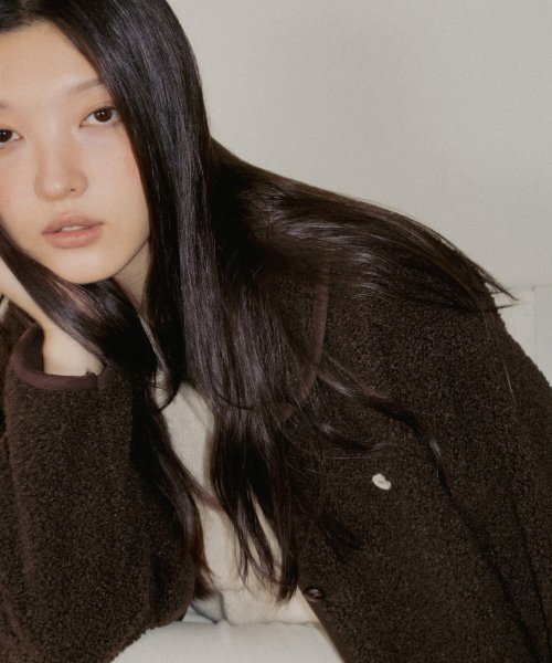 ANDNEEDS(アンドニーズ)の「Button fleece jacket (brown)(その他アウター・レディース・その他・FREE)」の2枚目の写真