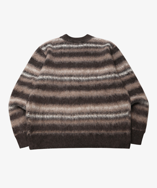 GOLDEN SNSHINE(ゴールデン サンシャイン)の「Wool stripe boucle knit_Brown(ニット/セーター・メンズ・その他・MEDIUM/LARGE)」の2枚目の写真