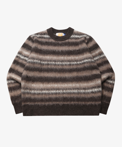 GOLDEN SNSHINE(ゴールデン サンシャイン)の「Wool stripe boucle knit_Brown(ニット/セーター・メンズ・その他・MEDIUM/LARGE)」の3枚目の写真