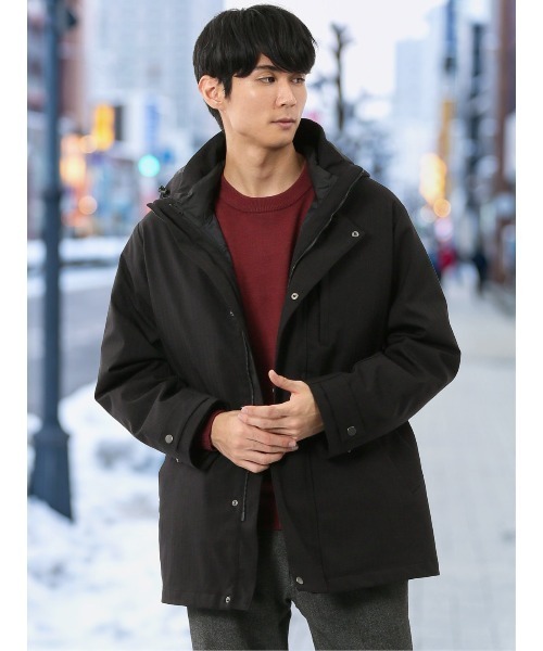 タカキュー（TAKA−Q）/【3WAY フード脱着 ライナー付き】m．f．エディトリアル ハーフコート へリンボン 3WAY フード脱着 ライナー付き】m.f.エディトリアルメンズ ハーフ