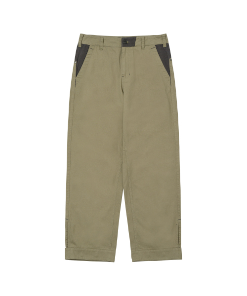 WELLBEING EXPRESS(ウェルビーイングエクスプレス)の「Color Blocked Wide Cotton Pants Khaki Beige(その他パンツ・レディース・その他・SMALL/MEDIUM)」の2枚目の写真